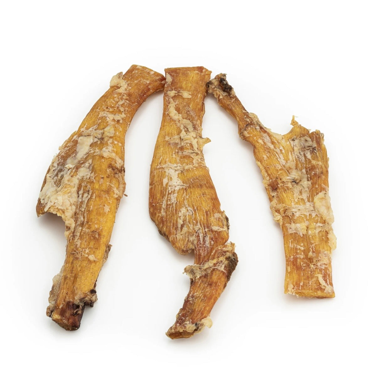 Brown dried paddywack on a white background