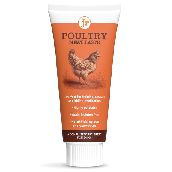 Tube of Poultry Meat Paste for dogs on a white background