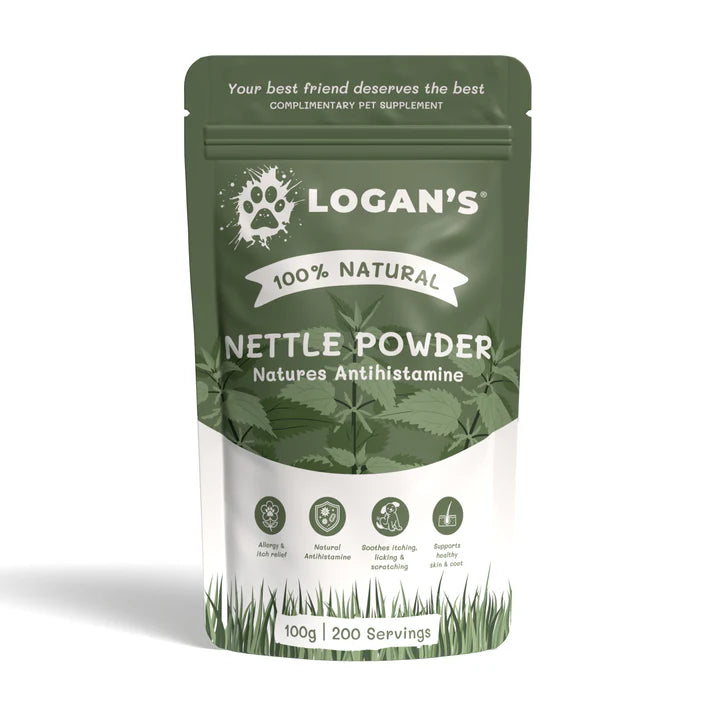 Logan's Nettle Powder packaging on a white background